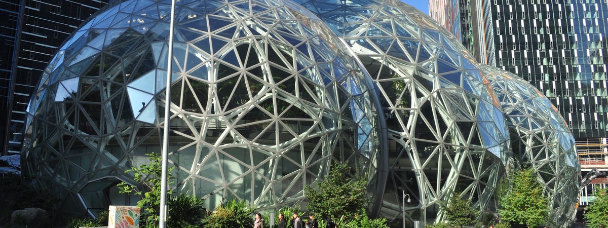 Amazon Spheres in Seattle, headquarters of Anthropic's major investor and cloud partner