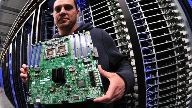 Close-up of server hardware in a data center powering AI models