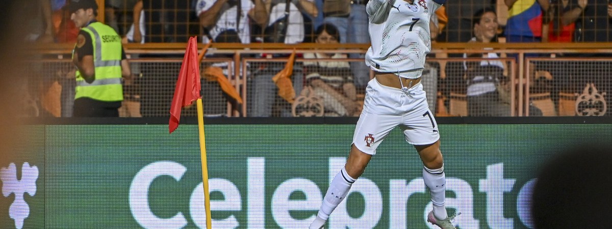 Cristiano Ronaldo celebrating a goal for Portugal