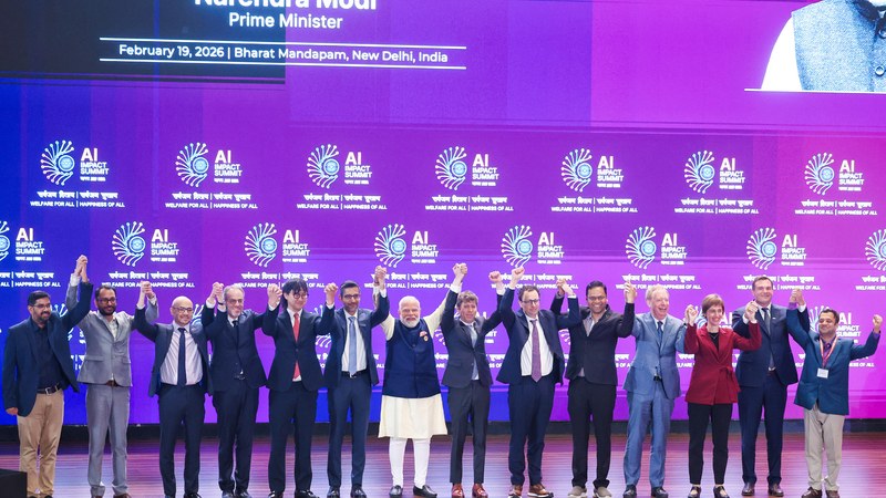 Global tech leaders at the India AI Impact Summit