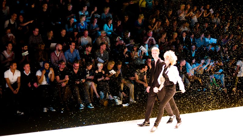 Models walk the runway at a fashion-week show — Kim Kardashian built SKIMS into a $5 billion fashion empire
