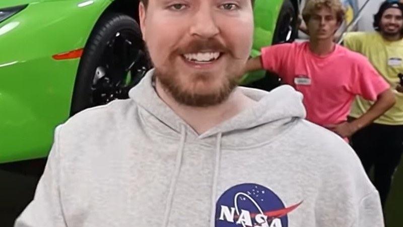 MrBeast filming — his videos double as ads for Feastables and his brands