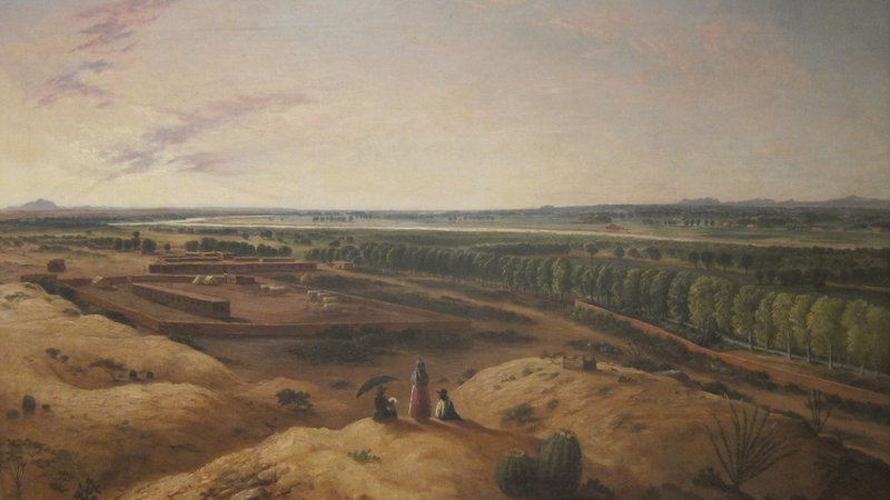 19th-century painting of a West Texas ranch landscape