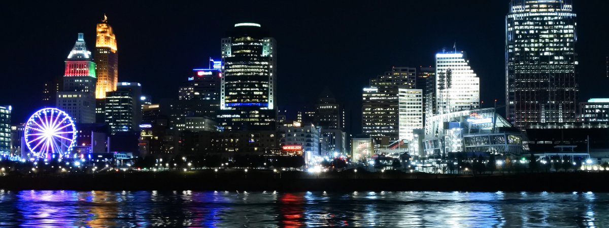 Downtown Cincinnati skyline at night — August Troendle's Medpace is based in Cincinnati