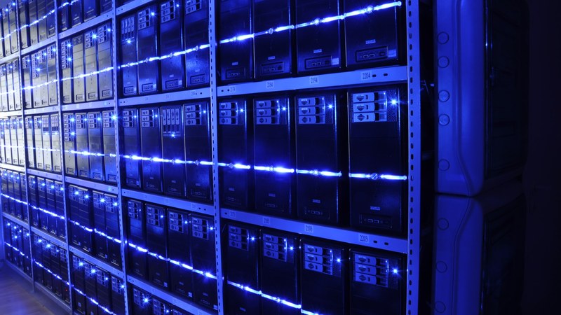 Data center server racks — the compute arms race both founders are running