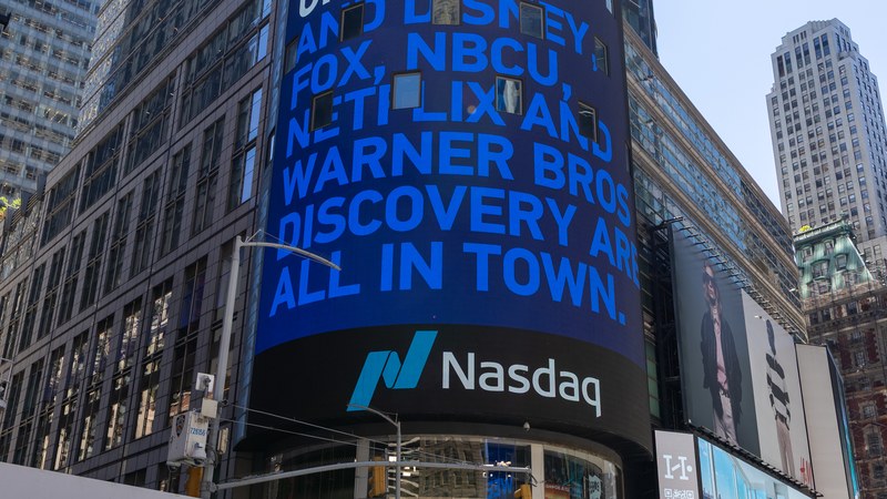 The Nasdaq Tower in Times Square, May 2026 — Figure trades on Nasdaq under the ticker FIGR