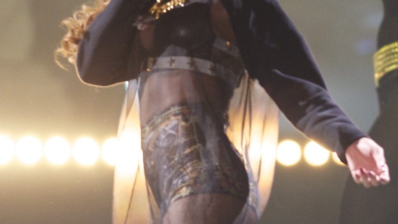 Rihanna on stage during the Diamonds World Tour