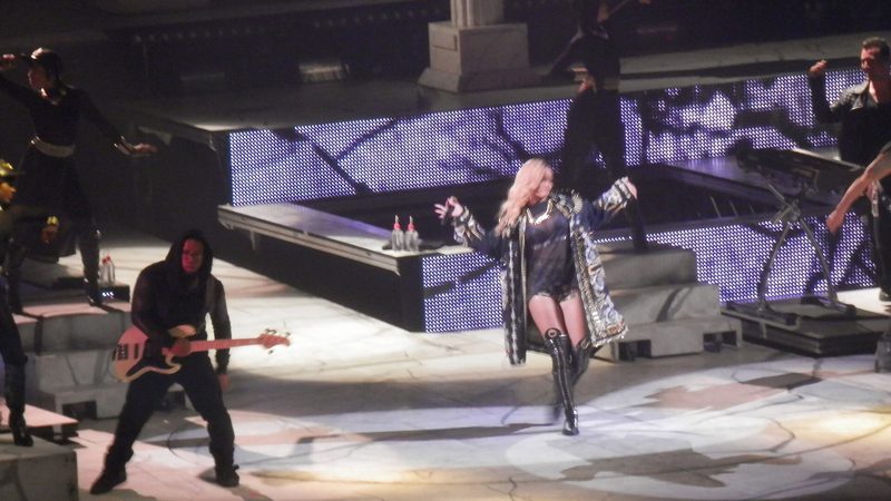 Rihanna performing on stage during the Diamonds World Tour