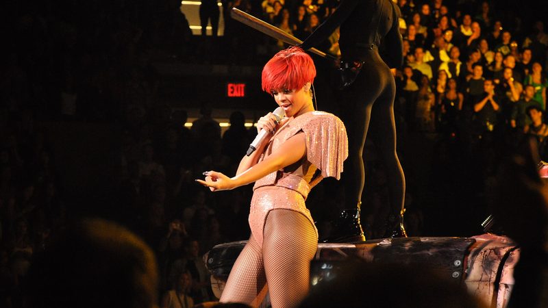 Rihanna performing on the Last Girl on Earth Tour