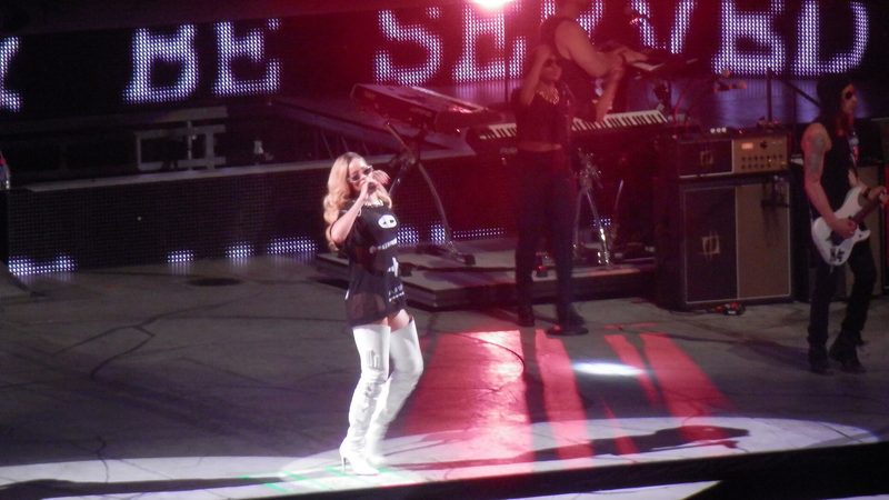 Rihanna performing on the Diamonds World Tour