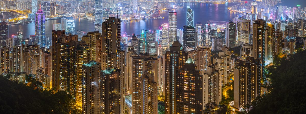 Hong Kong harbour at night — home to Zhang Yiming's personal investment fund Cool River Venture