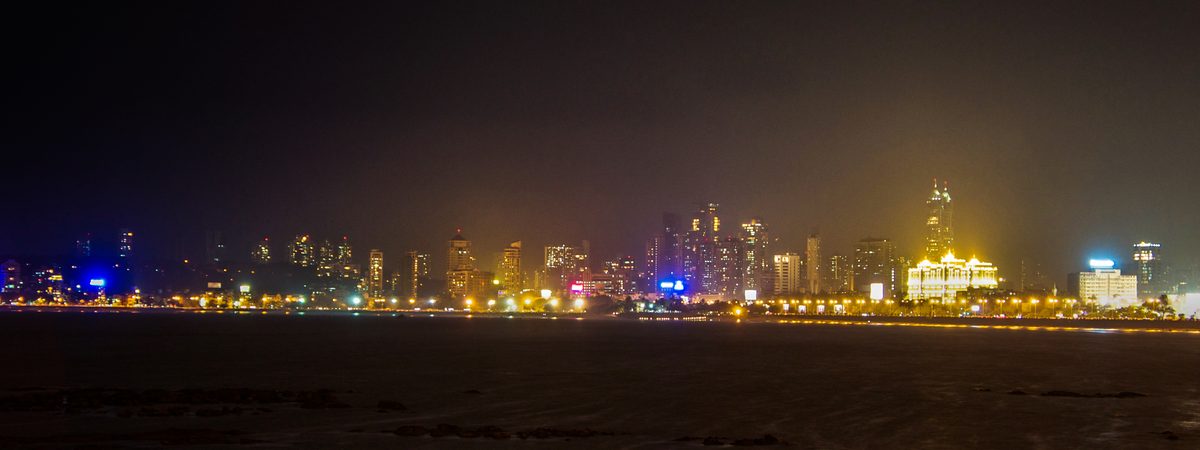 Mumbai skyline at night — the home turf of Gautam Adani's infrastructure empire